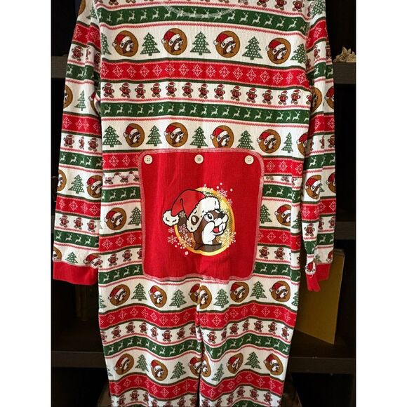 BUC-EE’S Unisex Festive Christmas Beaver Waffle Thermal Zip Pajamas Size Large - Picture 5 of 6
